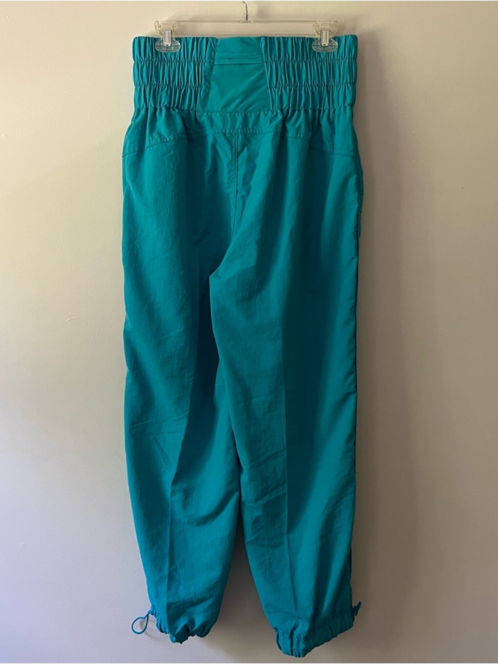 Zenana Nylon Parachute Pants Medium Aqua High Waisted Streetwear - Picture 4 of 7